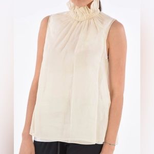 BRUNELLO CUCINELLI Mock Neck Sleeveless Tunic Blouse Top with Inner Petticoat